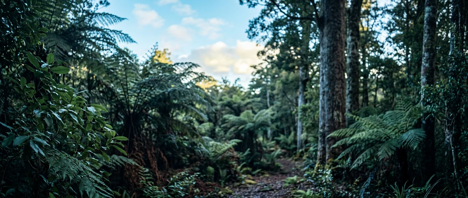 New Zealand native bush landscape editorial background